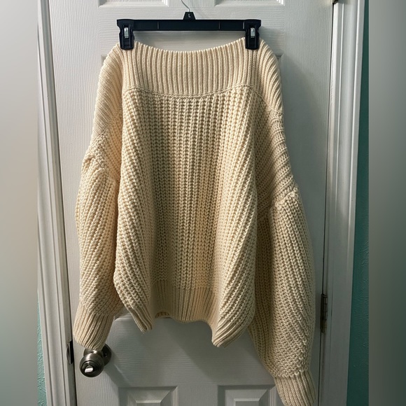 Sachin & Babi Kit Beaded Shaker Stitch One-Shoulder Sweater in Ivory - Picture 7 of 9